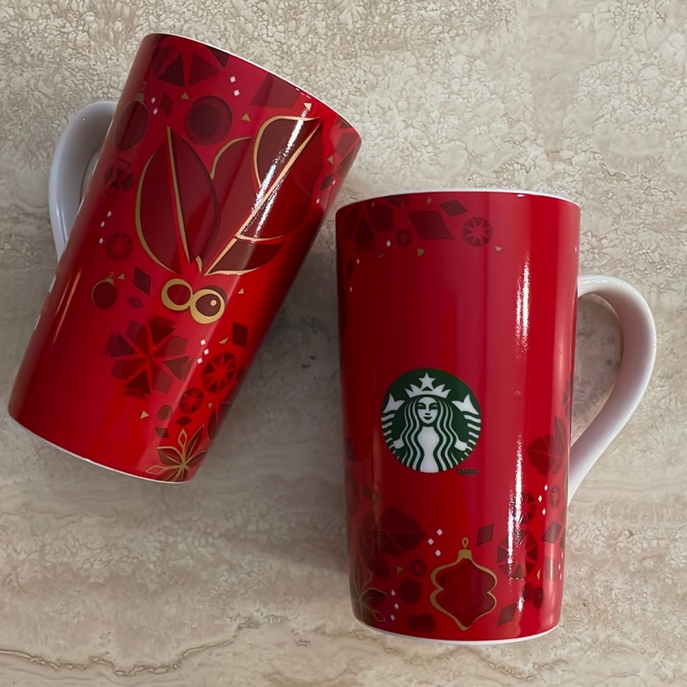 Starbucks Set of 2 Holiday Collector Latte Mugs NWOT 2013